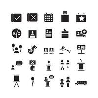 Politic icon set vector solid for website mobile app presentation social media Suitable for user interface and user experience