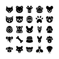 Animal icon set vector solid for website mobile app presentation social media Suitable for user interface and user experience