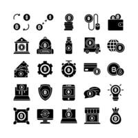 Cryptocurrency icon set vector solid for website mobile app presentation social media Suitable for user interface and user experience