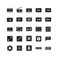 Video Player icon set vector solid for website mobile app presentation social media Suitable for user interface and user experience