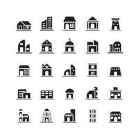 Building icon set vector solid for website mobile app presentation social media Suitable for user interface and user experience
