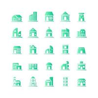 Building icon set vector gradient for website mobile app presentation social media Suitable for user interface and user experience