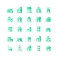 Building icon set vector gradient for website mobile app presentation social media Suitable for user interface and user experience