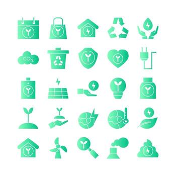Ecology icon set vector gradient for website mobile app presentation social media Suitable for user interface and user experience