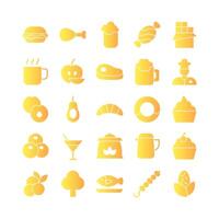 Food icon set vector gradient for website mobile app presentation social media Suitable for user interface and user experience