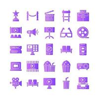 Cinema icon set vector gradient for website mobile app presentation social media Suitable for user interface and user experience