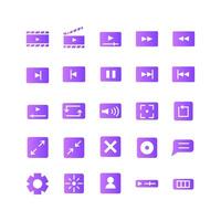 Video Player icon set vector gradient for website mobile app presentation social media Suitable for user interface and user experience