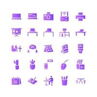 Working Space icon set vector gradient for website mobile app presentation social media Suitable for user interface and user experience