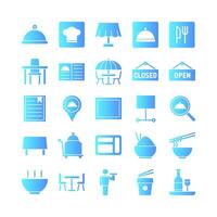 Restaurant icon set vector gradient for website mobile app presentation social media Suitable for user interface and user experience