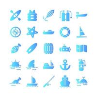 Nautical icon set vector gradient for website mobile app presentation social media Suitable for user interface and user experience