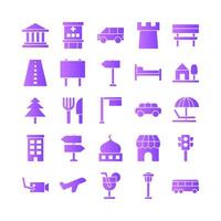 City icon set vector gradient for website mobile app presentation social media Suitable for user interface and user experience