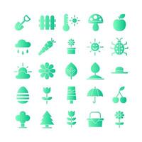 Spring icon set vector gradient for website mobile app presentation social media Suitable for user interface and user experience