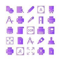 Printing icon set vector gradient for website mobile app presentation social media Suitable for user interface and user experience