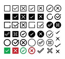 Check mark icon set Right and wrong symbol vector