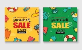 Summer sale banner cover template background Summer discount special offer cute design vector