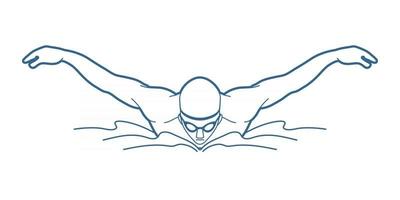 Esquema nadador acción deporte natación vector