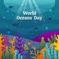hermosa vista para el día mundial de los océanos vector