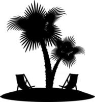 Palmera y accesorios para la ilustración de vector de stock de descanso aislado sobre fondo blanco