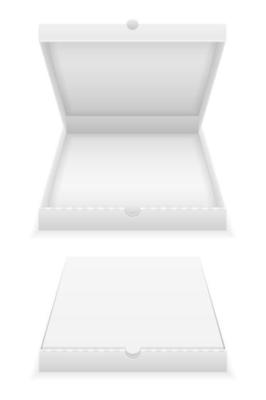cardboard pizza box empty template stock vector illustration isolated on white background