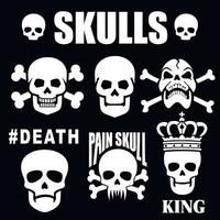 set skull stencil, grunge vintage design t shirts vector