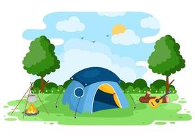 Summer Camp Landscape Illustration vector