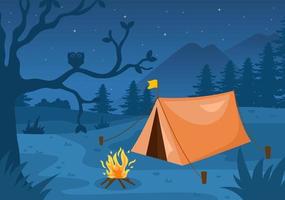ilustración de paisaje de campamento de verano vector