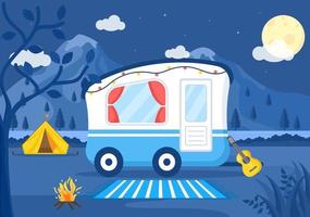 Summer Camp Landscape Illustration vector