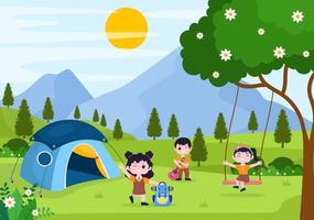 Summer Camp Landscape Illustration vector