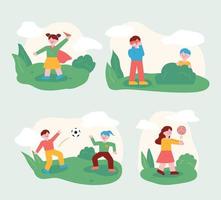 Kids playing hide and seek in the park Royalty Free Vector