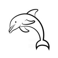 Ilustración de vector de arte lineal de un delfín saltando desde el mar