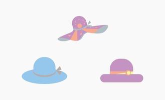 Summer Hat Woman set Clipart Vector Design