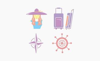 set of items summer beach icon design vector