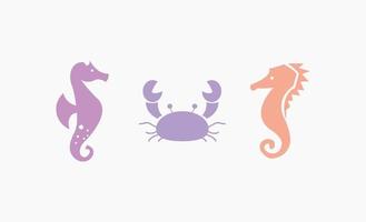 Seahorse and crab icon design vector