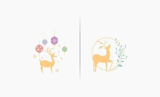 Reindeer and rings leaf and balls icon design vector