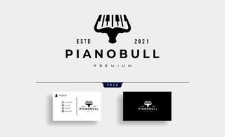 Ilustración de vector de diseño de logotipo de piano y toro