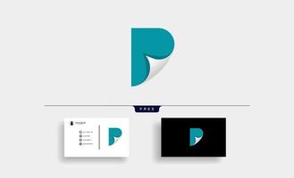 Ilustración de vector de diseño de icono de papel de logotipo p