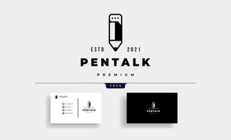 pen talk chat logo vector design illustration