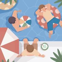 Summer Concept with People Relaxing in The Swimming Pool vector