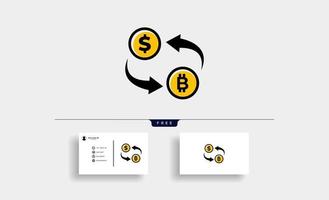 Diseño vectorial de icono de tasa de bitcoin a dólar vector