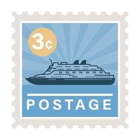 sello de correo con barco vector