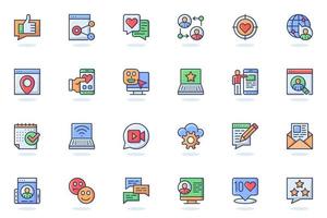 Social network web flat line icon vector