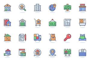 Real estate web flat line icon vector