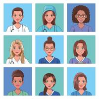 nine nurses characters vector