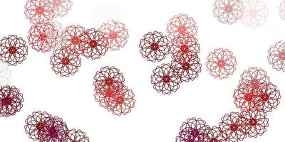 Light pink green vector doodle background with flowers