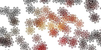 Light Orange vector doodle pattern with flowers