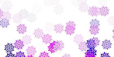 Fondo de vector rosa morado claro con copos de nieve navideños