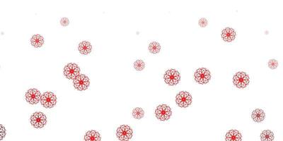 Light red vector doodle template with flowers