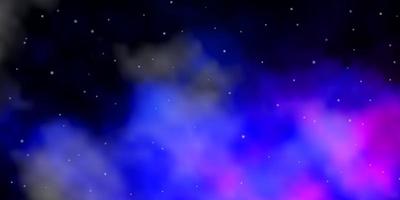 Dark Pink Blue vector template with neon stars