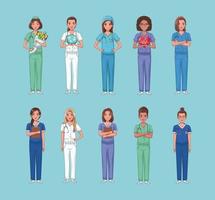 Nurses characters standing vector