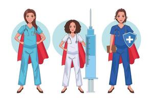 doctors and nurses as heroines vector